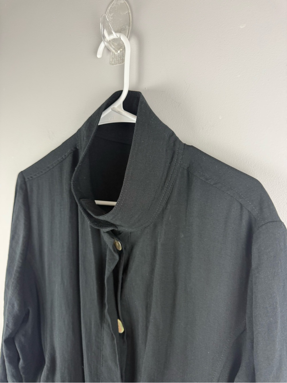 Fridaze Women’s Black 100% Linen Mock Neck 3/4 Sleeve Tunic Jacket SS XL Slouchy